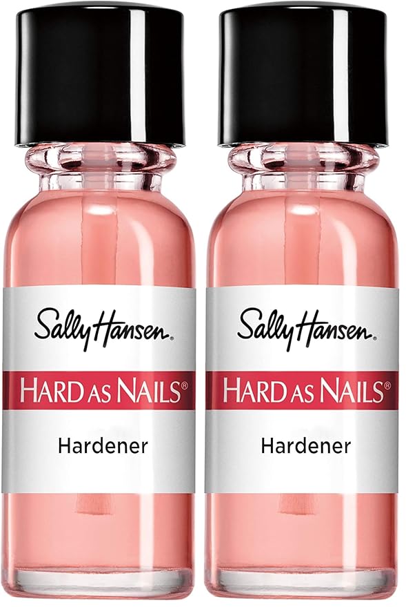 Sally Hansen Hard As Nails Nail Strengthener, Natural Tint | Pack of 2 | Rosy Tint | Base Coat | 0.45 Fluid Ounces