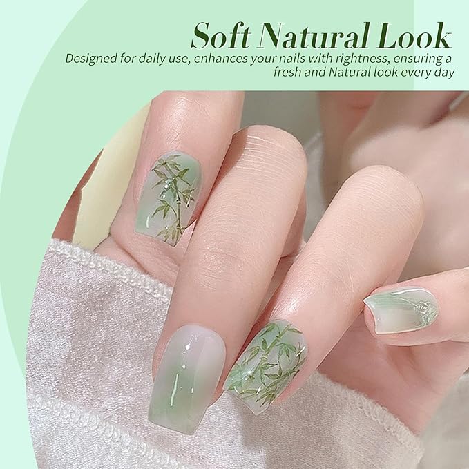 Born Pretty Jelly Green Milky White Gel Nail Polish St. Patrick's Day Transparent Sheer Colors Gel Nail Kit for Salon Gel Manicure and Nail Art DIY at Home 6 Colors