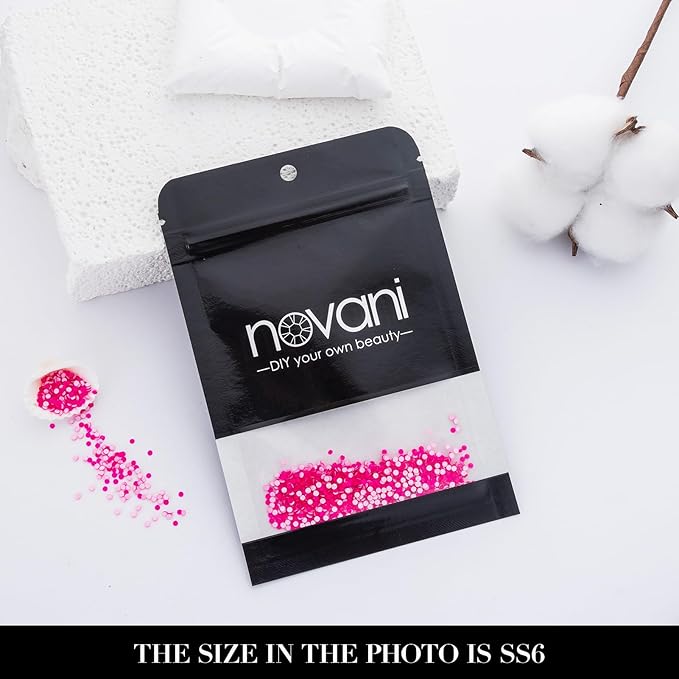 Novani 3000 Pieces Flatback Rhinestones Glass Round Gems Neon-Rose Crystals for Nail Art DIY Crafts Clothes Shoes,SS6,1.9-2.0mm