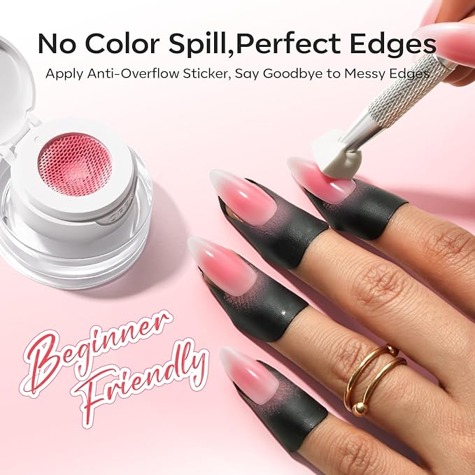 modelones Pat Paint Gel Nail Polish, 2 Colors Soak Off UV Patting Gel Polish Pigmented Colors for Ombre & Gradient & Blush Blooming & French Tip Nail Art, Pink Blaze