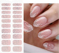 JMEOWIO Gel Nail Stickers Glitter Light Pink Cured Gel Nail Strips Wraps UV/LED Nails Art Design Decoration Accessories
