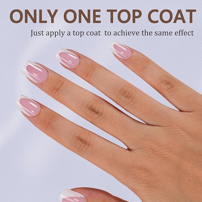 Misssix Deep French Gel Nail Tips, 150Pcs French Tip Press on Nails Short Square Pink, No Need to File Tips Pre-lasting, Fake Nails for Nail Art DIY 15 Sizes
