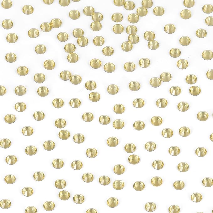 Bymitel Hotfix Crystal Rhinestones Round Gems Iron on DIY Jewelry Making Flat Back for Crafts,Jonquil, 1.6mm(SS4/2880pcs)
