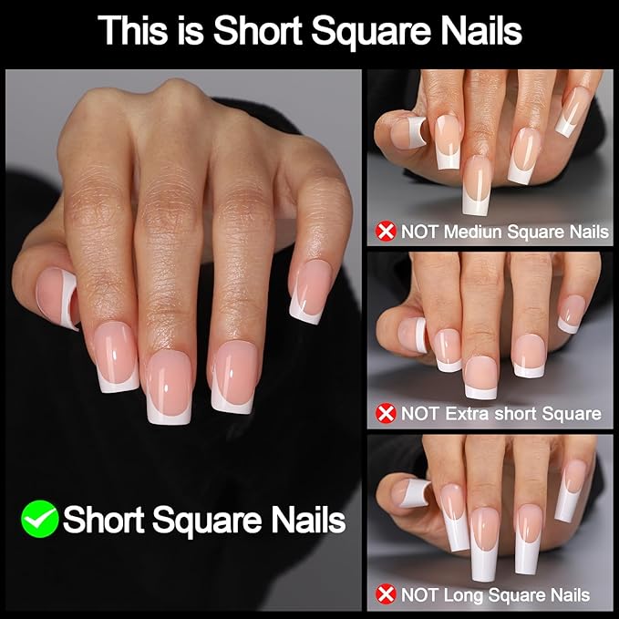 Press on Nails,Ombre Short Square, 19 Sizes, 38 Pieces,Fake Nails with Brush-on Glue & Adhesive Tabs (Toast Crust)