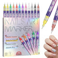 12 Colors Nail Art Pens Set, Acrylic Nail Polish Pens with 0.5mm Fine Tip, Quick-Drying & Waterproof Nail Art Pens for DIY Nail Designs, Home & Salon Use