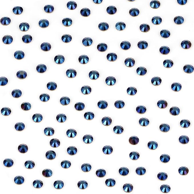 Bymitel Hotfix Crystal Rhinestones Round Gems Iron on DIY Jewelry Making Flat Back for Crafts,Mine Blue, 2.4mm(SS8/2880pcs)