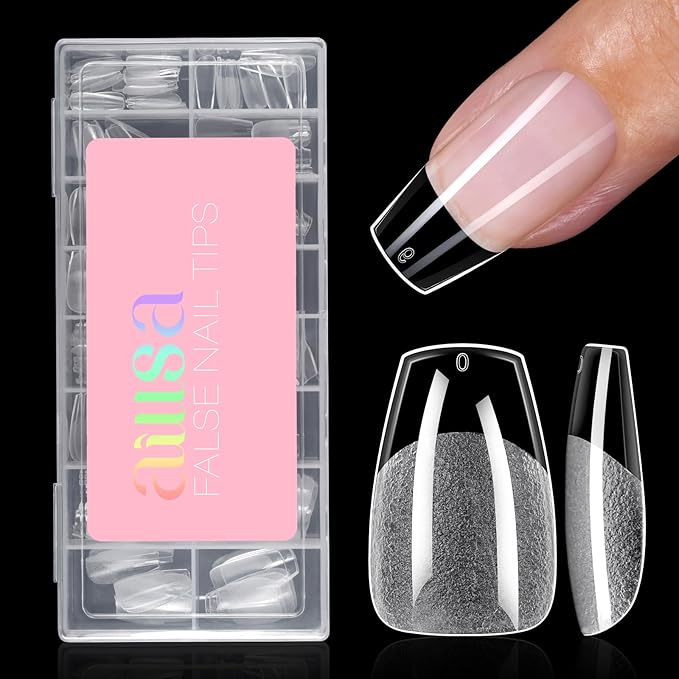 AILLSA Short Coffin Nail Tips for DIY Beginners - 15 Sizes 120pcs Half Matte False Nail Tips Pre-shaped Short Nails Tips, Acrylic Fake Press on Nails Extension