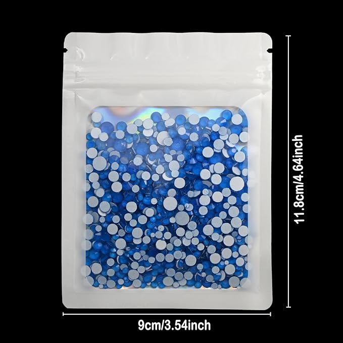 Flatback Glass Rhinestones,Bedazzler Gems Non Hotfix Crystal Rhinestones for Crafts Nail Charms Clothes Tumblers,Blue Neon,Mixed Size,35g