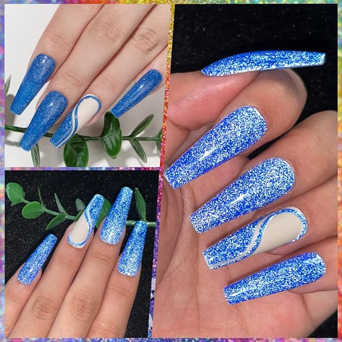 MIZHSE Neon Reflective Gel Polish Set,Sparkly Shiny Disco Shimmer Nail Polish Gel Kit Fluorescent Bright UV LED Soak Off Glitter Nail Gel Polish for DIY Nail Art Salon