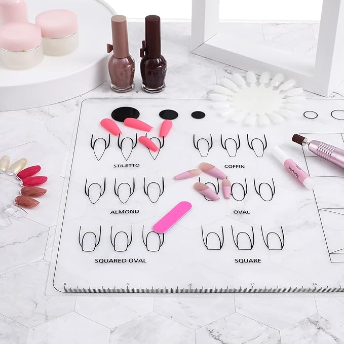 Beaupretty nail coloring pad Acrylic nail training mat Nail art practice mat Silicone Nail Art Stamping Mat Silicone nail stamping mat Silicone nail mat manicure nail polish