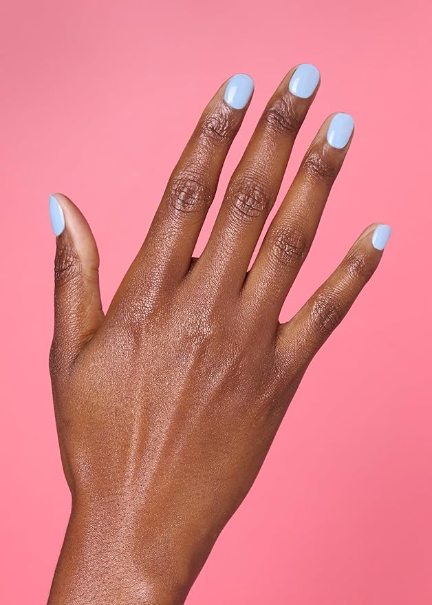 ohora Semi Cured Gel Nail Strips (N Cream Sky) - Blue, Solid, Works with Any UV/LED Lamps, Salon-Quality, Long Lasting, Easy to Apply & Remove - Includes 2 Prep Pads, Nail File & Wooden Stick
