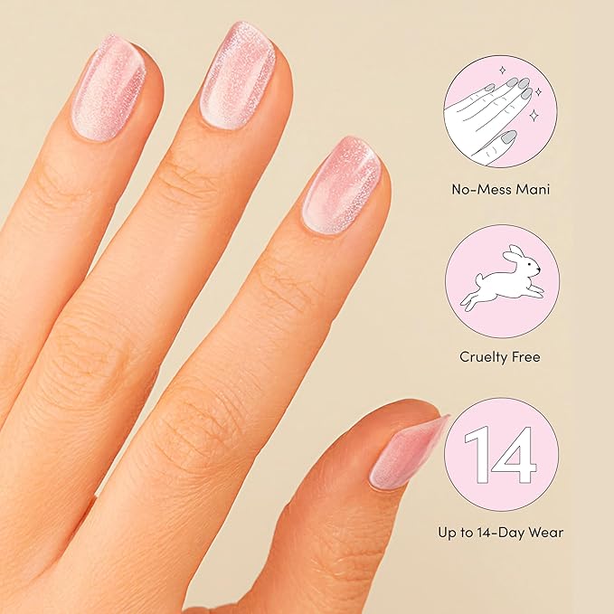 Dashing Diva Glaze Effects Nail Strip Set - Ballerina Blush - Long Lasting, Chip Resistant, Semi-Cured Gel Nails - 4-Piece Manicure Set with 32 Strips