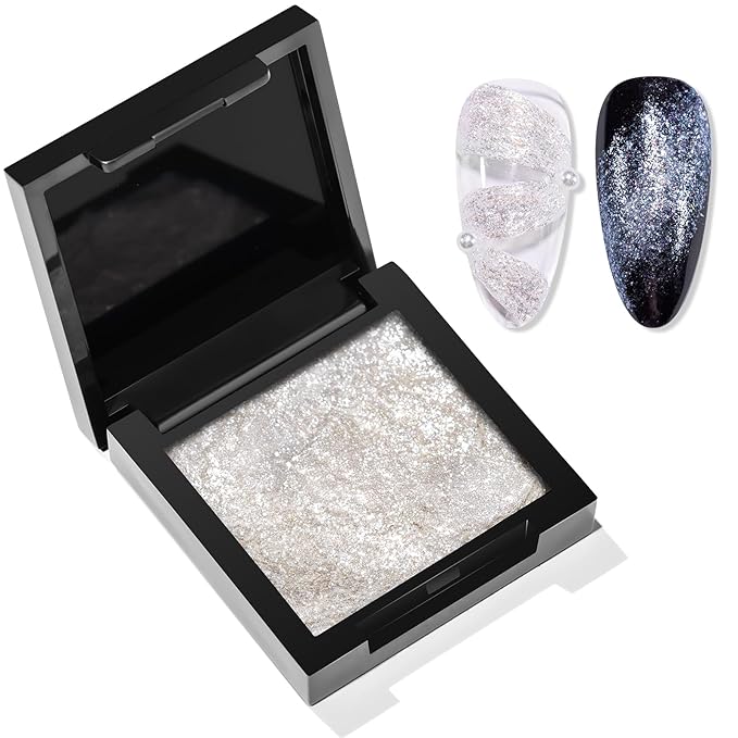 Makartt 3D Gel Nail Art: No Wipe UV Nail Gel, Neige Étoilée White Texture Gels for Nails Design, 5g Fairy Aurora Powder Gels, Glitter Mermaid 3D Nails Charms