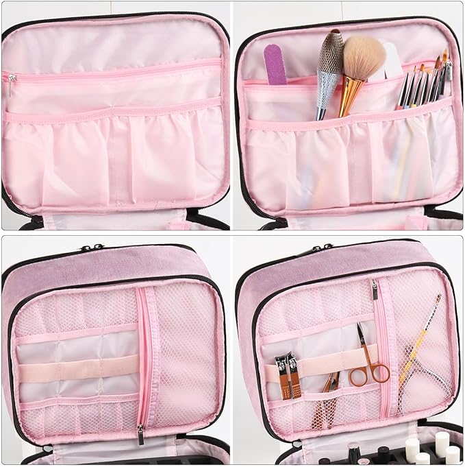 Nail Polish Organizer, Carrying Case Holds 30 Bottles (15ml - 0.5 fl.oz) and Nail Lamp Dryer, Professional Storage Organizer Holder, Manicure Kit Storage Bag