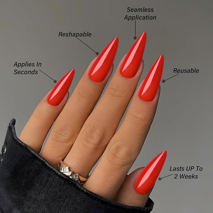 LoveOurHome 576pc Stiletto Press on Nails Long Fake Nails XL Stiletto Glue on Nails Full Cover Acrylic Nail Tips Pointy Nails Press ons Long Artificial Nail Women Girls Halloween Fake Fingernails