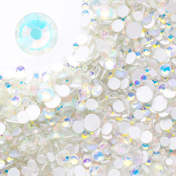 F White Flatback Rhinestones, Glass Rhinestones for Nail Art and Craft, Glue Fix, Loose Crystal Gemstones(F White, SS20, 1440pcs, 4.6-4.8mm)