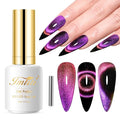 Imtiti 9D Cat Eye Gel Nail Polish, 15ML Purple Chameleon Holographic Glitter Cat Eye Gel Polish with Magnet UV LED Magnetic Gel Nail Polish Sparkly Home DIY Manicure Nail Salon Kit