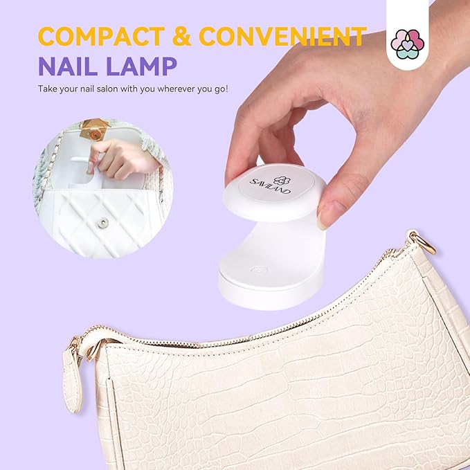 Saviland Mini UV Nail Lamp: Quick-Dry Flash Cure Lamp Gel Nail Lamp 16W Portable UV Light for Gel Nails lampara uv/led para uñas de Gel Nail Extension UV LED Lamp for Manicure Starters DIY Nail Art