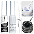 BURANO Gel Nail Polish Liner Nail Art Polish, Black White Painted Gel Nail Design Polish 2 Bottle 8ml, Build in Thin Nail Brush Curing Required LX11 LX12