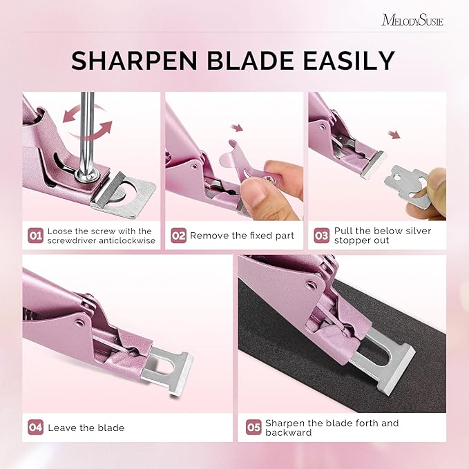 MelodySusie Acrylic Nail Clippers, Professional Nail Clippers Cutters for Acrylic Nails Fake Nail Tips, Adjustable Stainless Nail Trimmer, Manicure Tool for Salon Home Nail Art (Rose Gold)