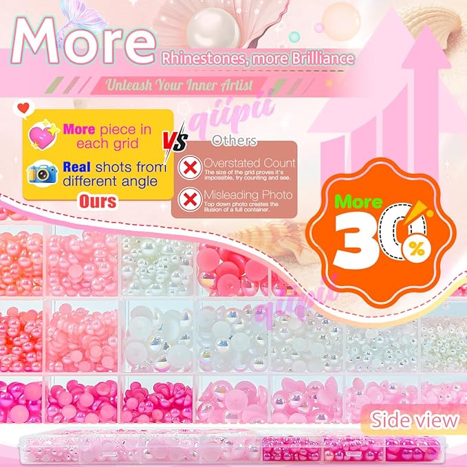 28 Types Pink Flatback Pearls w B7000 Jewelry Glue for Bedazzling Crafting 3mm 4mm 5mm 6mm 8mm 10mm Flatback Colorful Pink AB Half Pearls Charms for Face Eyes Makeup DIY Crafts Tumblers Bottles
