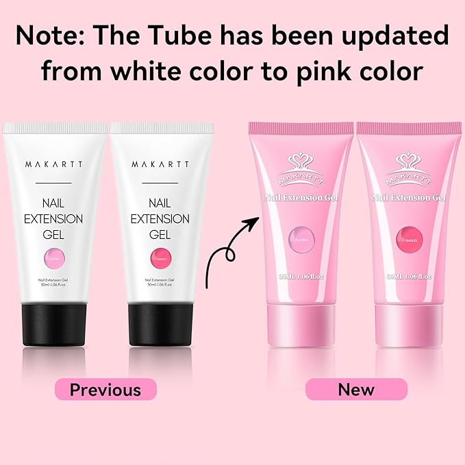 Makartt Hema-Free Poly Nail Gel Set: Sheer & Neon Pink Colors, Strong Builder for Extension Overlay Strengthener 3D Diy, Long-lasting for Nails French Manicures Home Salon-2PCs 30ML