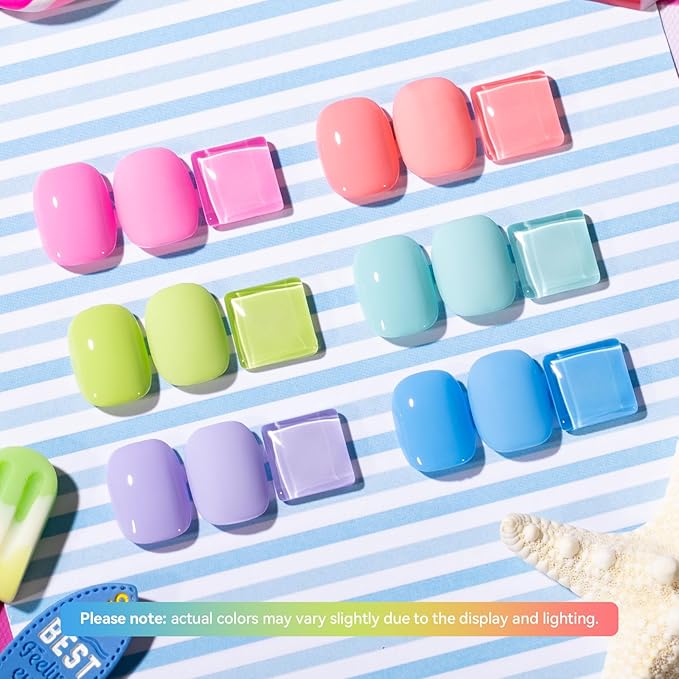 Regular Nail Polish Set 6 Rainbow Colors Pink Coral Mint Sky Blue Lavender & Azure Nail Polishes, Quick Dry, Non Gel, Opaque, Rich in Castor Oil, Nail Art DIY at Home Manicure Gift for Women