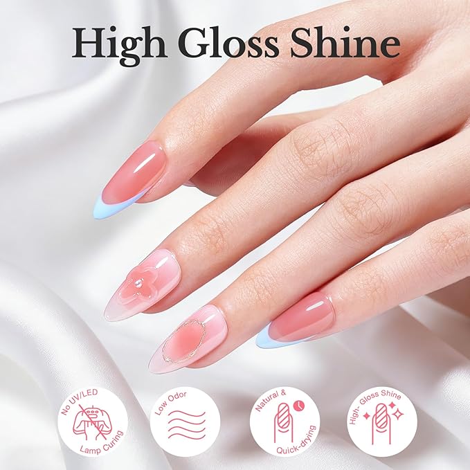 AZUREBEAUTY Jelly Nail Polish Set Quick Dry Transparent Nude Pink Purple Brown 4 Colors Sheer Natural Nail Lacquer Fingernail Kit with Top Coat Nail Polish DIY Salon Home