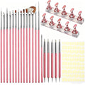 AIBEE Nail Art Tools Set, 15Pcs Nail Art Brushes 2Pcs Nail Stand for Press On 5Pcs Dual Tipped Nail Dotting Tool and Sculpture Pen with Tape Nail Holder for Painting DIY Press On Nails