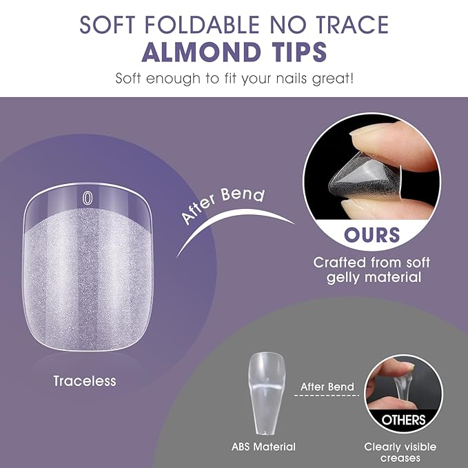 Extra Short Square Nail Tips:240PCS Soft False Nail Gel Tips Full Cover Acrylic Clear Fake Press On Nails for Extensions Women Manicure DIY 12 Sizes