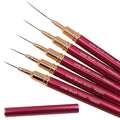 French Tip Design Nail Polish Liner Brush, 5 Pack Thin Fine Line Gel Art Paint Brushes for Nails Detailing, Pinceles Para Decorar Uñas - Hot Pink (25/15/11/9/7Mm)