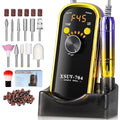 Professional Electric Nail Drill Kit 45000RPM with Bits and Base Yellow Portable Rechargeable Cordless Nail E- File Machine for Acrylic Gel Powder Nails and Manicure Pedicure Toenail Tool Set