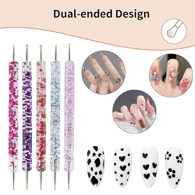 36 PCS Nail Art Tools, Nail Design Kit, Professional Nail Brush Set with Nail Dotting Tools, Gel Polish Painting Brushes & Manicure Accessories for DIY Salon Supply-Black