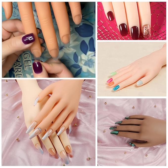 FU SHEN Practice Hand for Acrylic Nails,Mannequin Hands for Nails Practice,Nail Art Hand Nail Training Hand Nail Fake Hand Nail Hand Practice Acrylic Nail Hand 1Pcs Nude Hand