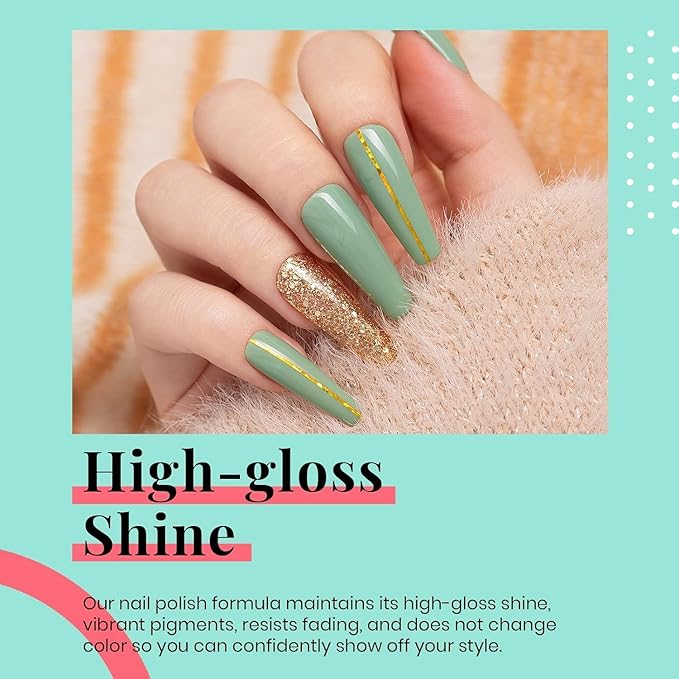 Beetles Green Gel Nail Polish, Emerald Olive Sage Green Eucalyptus Gel Polish 15ml Soak Off UV LED St Patricks Day Nails Lamp Easter Spring Nails Art Manicure Salon DIY Home Gift for Her