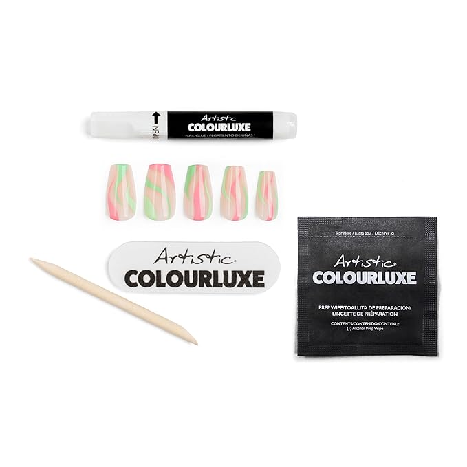 Artistic Colourluxe Press-On Tips Kit - Ready to Wear Manicure -Long-Lasting Manicures – Easy Application, Natural Look, 30 Nails (Attracted To You, Kit)