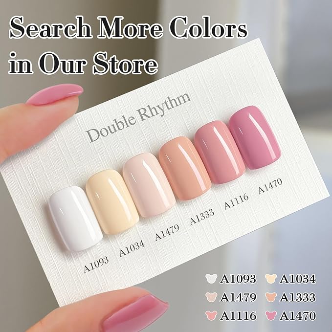 Double Rhythm 0.50 OZ Gel Polish Hema Free Same Color Same Bottle Golden Round Translucent Neutral Natural Milky 15 ML Jelly UV Polish Art DIY at Home (Cream-C1034)