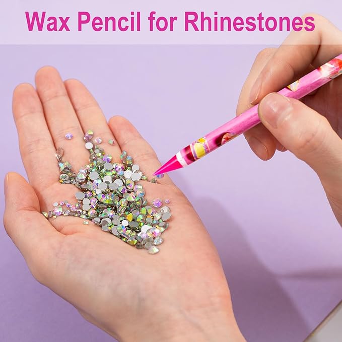 5pcs Nail Dotting Rhinestone Picker Tool, Self-Adhesive Wax Pencil for Rhinestones Nail Charms Gems, Nail Art Tools Diamond Art Accessories,Wax Pen Diamond Painting Tools for Bedazzler Bedazzling Kit
