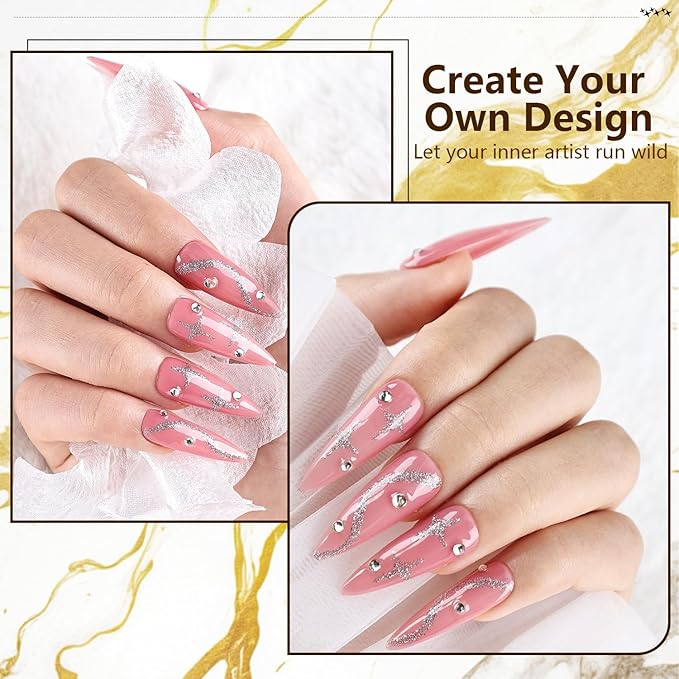 JODSONE Glitter Silver Swirl Nail Art Liner Gel Polish,10ml Classic Color 3D Nail Art Pens Effect Nail Print Design with Thin Brush for French Tips Manicure Painting DIY at Home - LX02