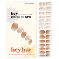 Heyhae Semi Cured Gel Nail Strips | No LED Lamp Needed | Ombre, Beige, Brown | Easy Apply & Remove, Salon Quality | Includes 28 Strips, 1 Prep Pads, Nail File & Wooden Stick - Hey, You're So Kind