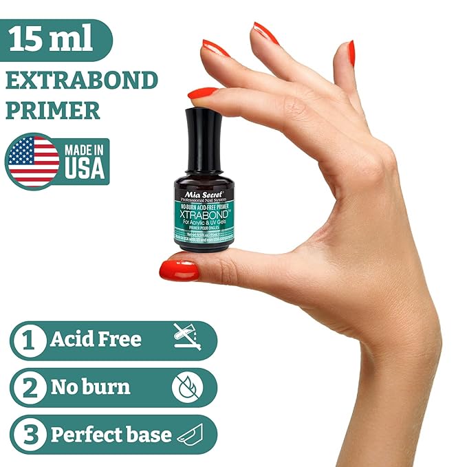 Mia Secret 3PCS No Burn Acid Free Primer Xtra Bond Acrylic Uv Gel 0.5 Fl Oz…