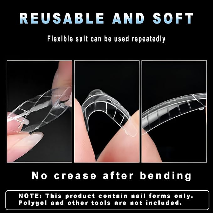 Toe Dual Nail Forms for Poly Gel & Builder Gel Toenail Extension - 150Pcs Reusable Full Cover Oval Toenails Molds, 15 Sizes Nail Art Design Molds for Salon & Home DIY Pedicure