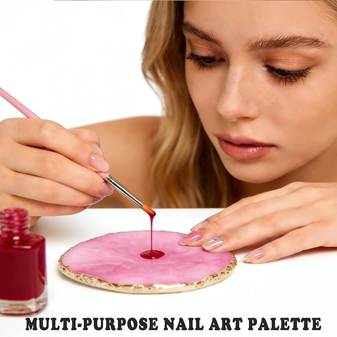 31Pcs Nail Art Tools Set, Nail Art Brushes, Resin Nail Art Palette, Dotting Tools and Liner Brushes, For Nail Art Design for Home and Salon Use