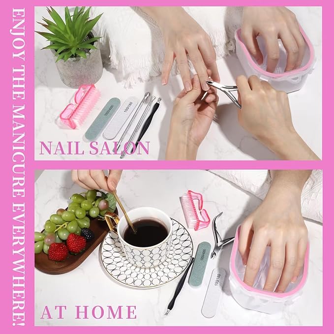FANDAMEI Gel Nail Polish Remover Kit, Soaking Bowl for Acrylic Nails, Dip Powder Remover Tools, Manicure Bowls, Cuticle Kit