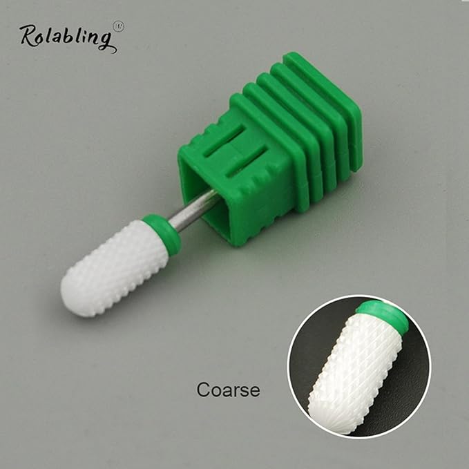 Round Head Ceramic Nail Drill Bit For Electric Nail Drill Manicure Machine Accessories Tool (Green Coarse)