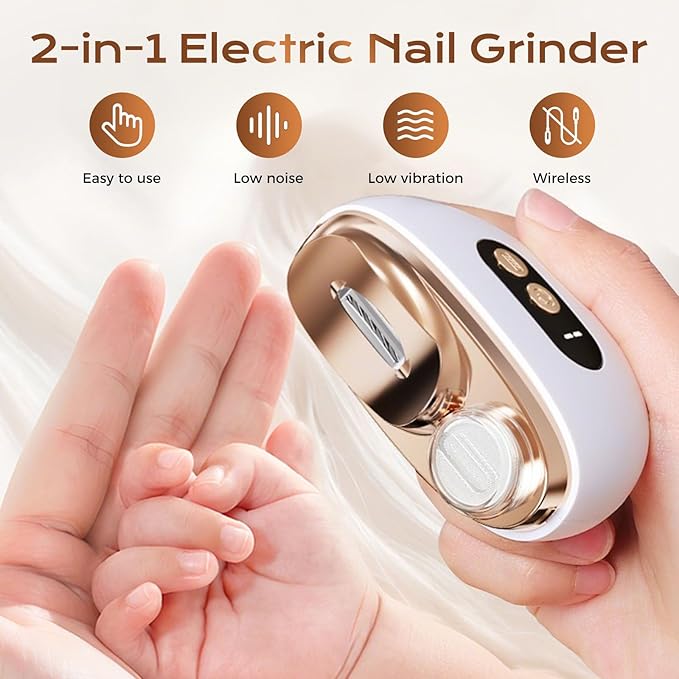 Electric Nail Clippers, 2026 New 3 in 1 Automatic Nail Trimmer & Polisher with Strong Power for Thick Nails, USB Rechargeable, LED Light and Low Noise for Adults and Seniors (Orange)