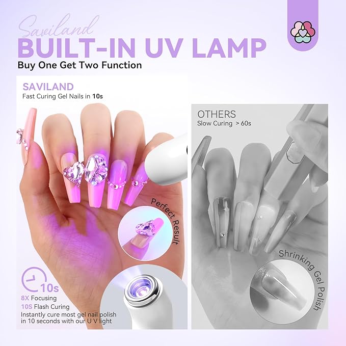 SAVILAND Cordless Nail Drill with U V Light: 25000 RPM Nail Drill Professional & U V Light for Removal & Solidification of Nails 2in1 for Home Nail Art Manicure Pedicure （White）