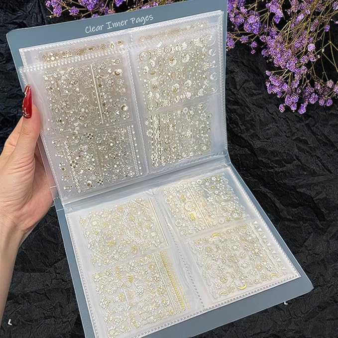 Zoance 2 Pack(160 Sheets) Nail Art Sticker Storage Book Collecting Album, Plastic Nail Decals Showing Storage Holder Photo Organizer for DIY Nail Art Design Tools, 2 Pcs Nail Stickers Included