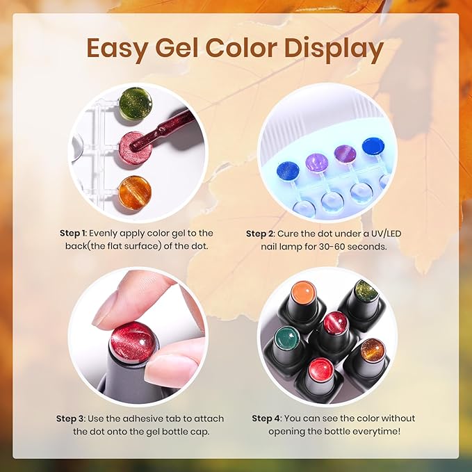 Beetles Cat Eye Gel Nail Polish Set, 6 Colors Red Burgundy Gel Olive Green Cat Eye and Pearl Nail Polish with Magnet Soak Off LED Nail Art Kit DIY Salon at Home Gifts for Women