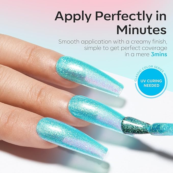 modelones Gel Nail Polish Set, 6 Colors 2026 Spring Pastel Easter Candy Mermaid White Pink Glitter Gel Polish Baby Blue Purple Galaxy Sparkle Shimmer Pearl Nail Polish Soak Off LED Nail Art DIY Gift